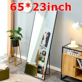 Black Solid wood frame full-length mirror, dressing mirror, bedroom home porch, decorative mirror, clothing store, floor mounted large mirror, wall mo