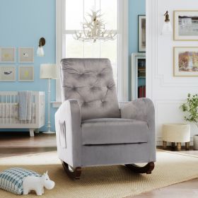 Baby Room High Back Rocking Chair Nursery Chair , Comfortable Rocker Fabric Padded Seat ,Modern High Back Armchair