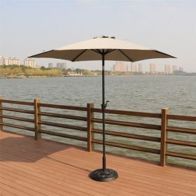 8.8 feet Outdoor Aluminum Patio Umbrella; Patio Umbrella; Market Umbrella with 33 pounds Round Resin Umbrella Base; Push Button Tilt and Crank lift; G