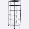 6-Layer Plastic Coated Polygonal Corner Shelf with 2" PP Wheels 680*680*1800 Black