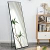 Black Solid wood frame full-length mirror, dressing mirror, bedroom home porch, decorative mirror, clothing store, floor mounted large mirror, wall mo