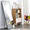 Black Solid wood frame full-length mirror, dressing mirror, bedroom home porch, decorative mirror, clothing store, floor mounted large mirror, wall mo