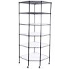 6-Layer Plastic Coated Polygonal Corner Shelf with 2" PP Wheels 680*680*1800 Black