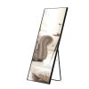 Black Solid wood frame full-length mirror, dressing mirror, bedroom home porch, decorative mirror, clothing store, floor mounted large mirror, wall mo