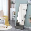 Black Solid wood frame full-length mirror, dressing mirror, bedroom home porch, decorative mirror, clothing store, floor mounted large mirror, wall mo