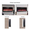 42 inch recessed ultra thin tempered glass front wall mounted electric fireplace with remote and multi color flame & emberbed, LED light heater