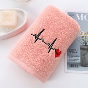 Thickened Absorbent Cotton Embroidered Towel (Option: Pink-35x75cm)