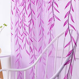 Inverted Willow Wicker Offset Printing Curtains Printing Window Screens Living Room Balcony Window Screens (Option: Purple-W39.3inch x L106.3inch)