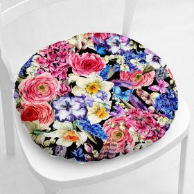 Flower Flower 213 Thick Flannel Chair Cushion (Option: Round Flower No 3-40x40CM Velvet)