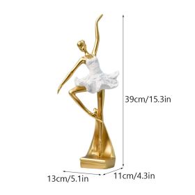 NORTHEUINS Resin Ballet Dancer Figurines for Interior Art Girl Statue Home Living Room Bedroom Entrance Display Decor Accessorie (Color: B Golden)