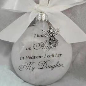 In Heaven Relatives Name Ornament, Keepsake Feather Plastic Ball Christmas Tree Charm Hanging (Color: Daughter)