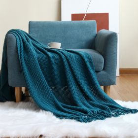 Office Sofa Nap Knitting Blanket (Option: Navy Blue-127x176cm)