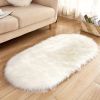 1pc Super Soft Area Rug, Plush Fluffy Faux Sheepskin Oval Floor Mat For Living Room Bedroom, Machine Washable Bedside Rugs, Shaggy Plush Carpet Faux R