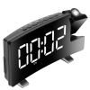 Projection Alarm Clock with Radio Function 7.7In Curved-Screen LED Digital Alarm Clock w/ Dual Alarms 4 Dimmer 12/24 Hour