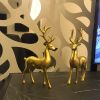 NORTHEUINS Resin Golden Couple Deer Figurines for Interior Nordic Animal Statue Official Sculptures Home Decoration Accessories