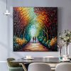 Hand Painted Oil Painting Abstract Original Romantic Cityscape Oil Painting On Canvas Large Wall Art Colorful Tree Painting Custom Painting Living roo