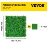 VEVOR Artificial Boxwood Panel Boxwood Hedge Wall Panels Artificial Grass Backdrop Wall Green Grass Wall, Fake Hedge for Decor Privacy Fence Indoor Ou